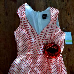 Maisonette Tara dress. Cute orange polka dot dress. Comfortable, fresh & elegant